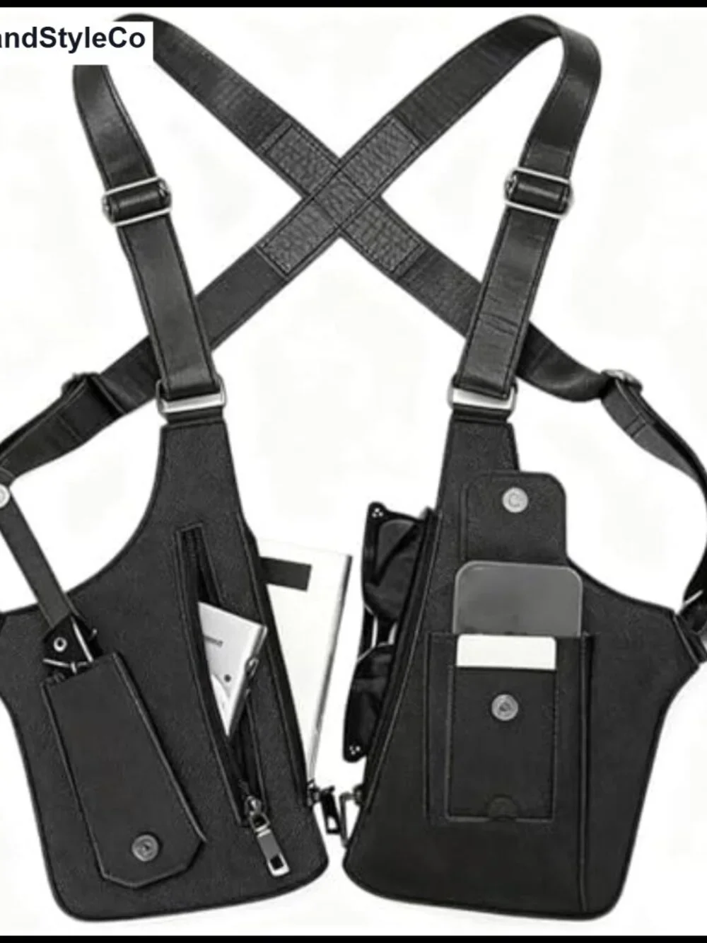 Men's Anti-Theft Leather Shoulder Bag Adjustable Crossbody Multi-Pocket Travel